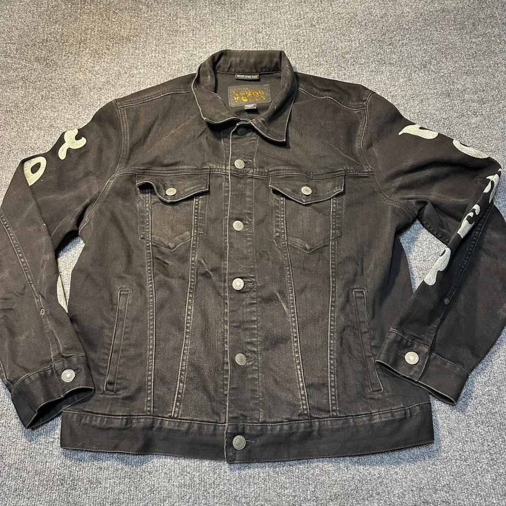 American Eagle Young Money Black Denim Trucker Jacket Mens XL Ne(x)t Level Flex